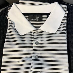 Ashworth Polo Shirt XXL. White with Black stripes.